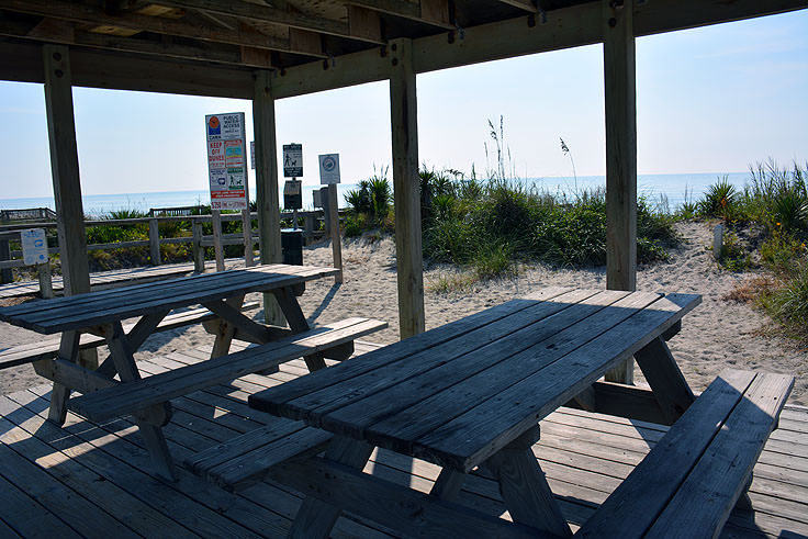 Public beach picnic shelter in Emerald Isle, NC