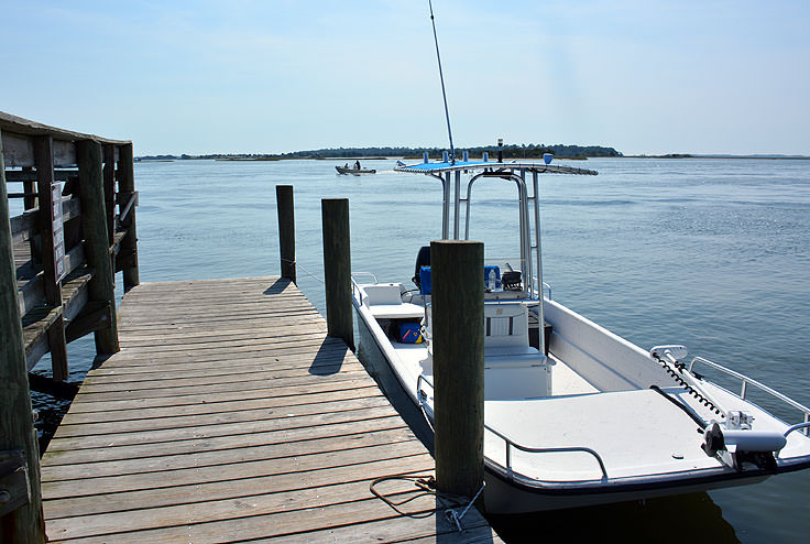 A boat dock in Swansboro, NC