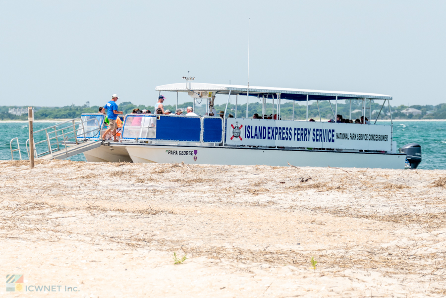 Island Express Ferry arriving on the Shackleford Banks Crystal Coast NC