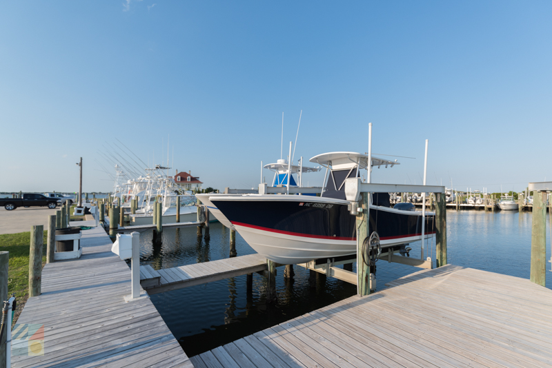 Boat ramps and marinas line Bogue Sound