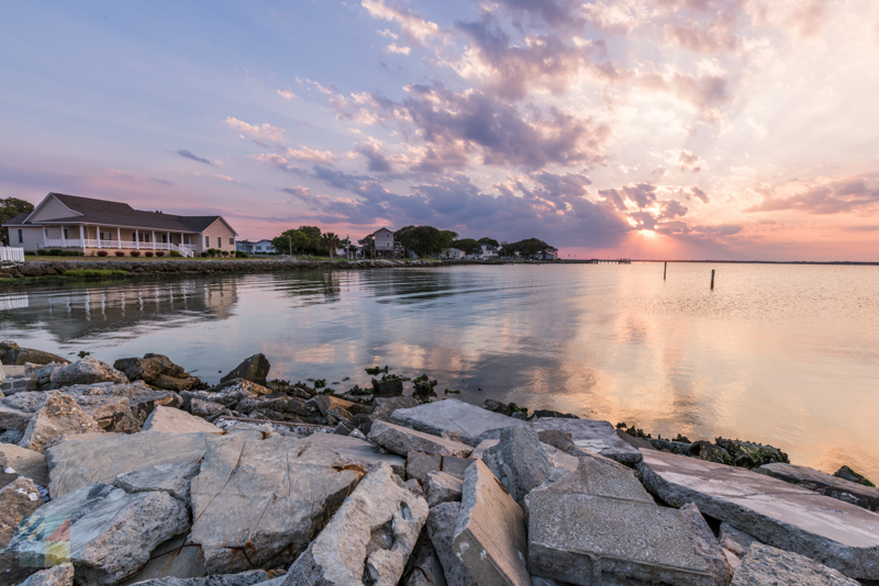 Bogue sound at sunset behind Willis Seafood