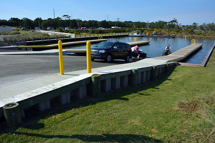 A public boat ramp in Emerald Isle, NC