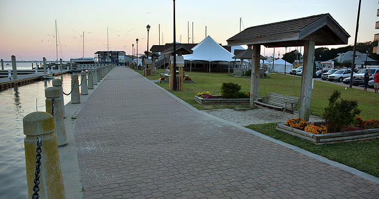 The waterfront at Jaycee Park in Morehead City, NC