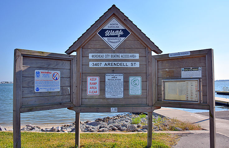 Public boating access behind the Crystal Coast Visitor Center