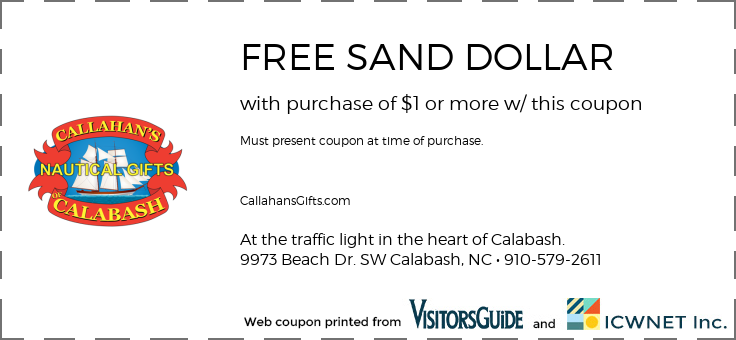 FREE SAND DOLLAR with purchase of $1 or more w/ this coupon