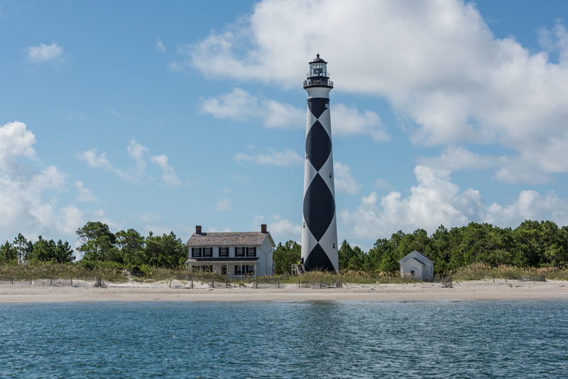 A beautiful view of Cape Lookout Lighthouse from the water