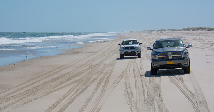 Driving on the beach in Emerald Isle